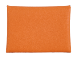 Hermes Calvi Duo Cardholder, Leather, Orange, W (2024), B/ RCT, 4*